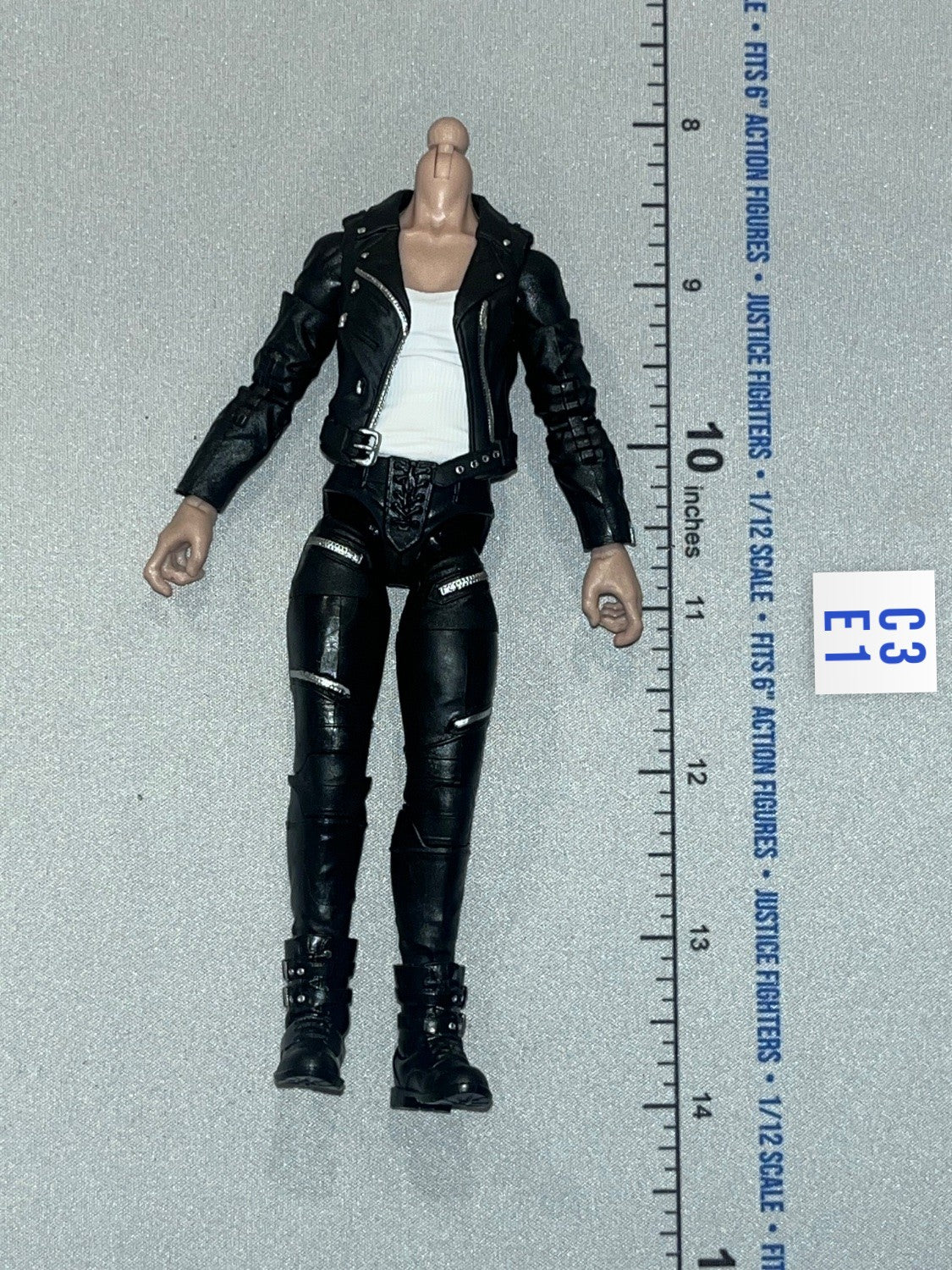 1/12 Scale Modern Era Biker Outfit Body with Jacket, Tank Top, Pants, and Boots - Pandora (Black) Valaverse