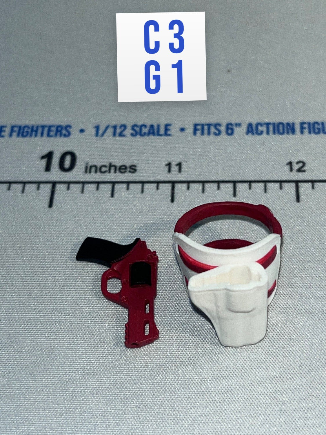 1/12 Scale Modern Era Revolver with Holster and Belt Rig - Pandora - Valaverse Action Force - Mail Away White