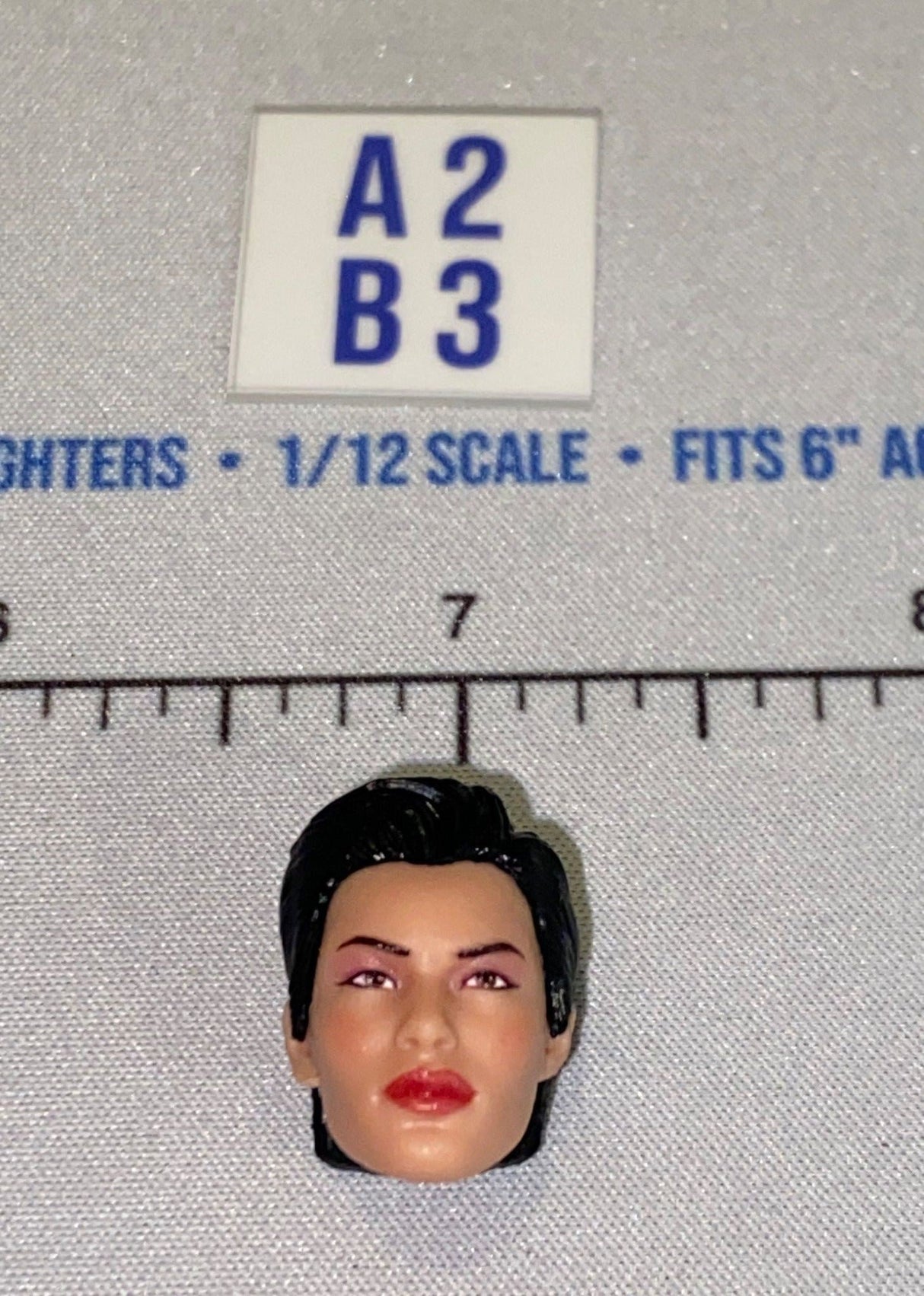 1/12 Scale Female Head Sculpt with Short Dark Hair and Red Lips - GI Joe Classified