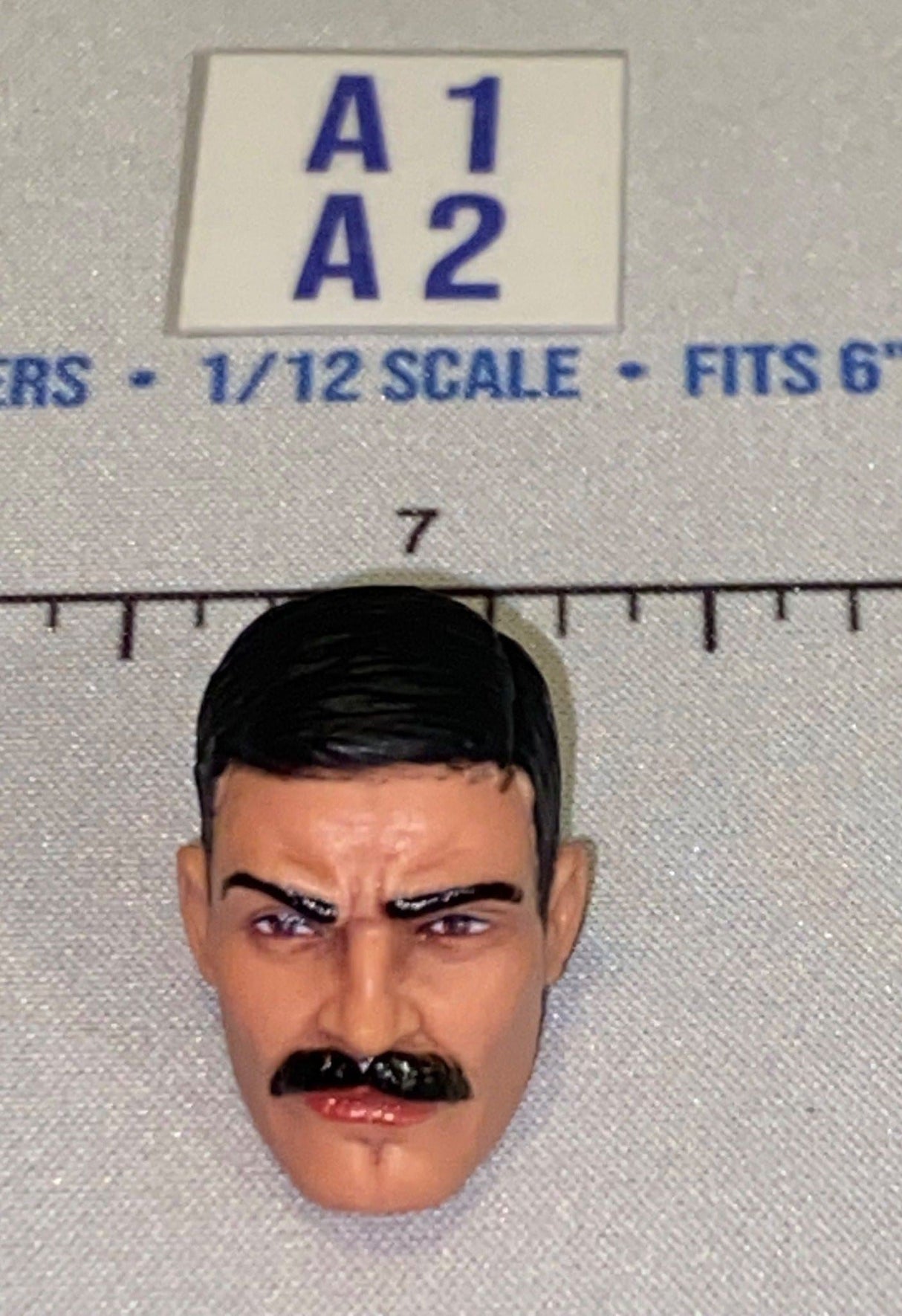 1/12 Scale Male Head Sculpt with Black Hair and Mustache - GI Joe Classified