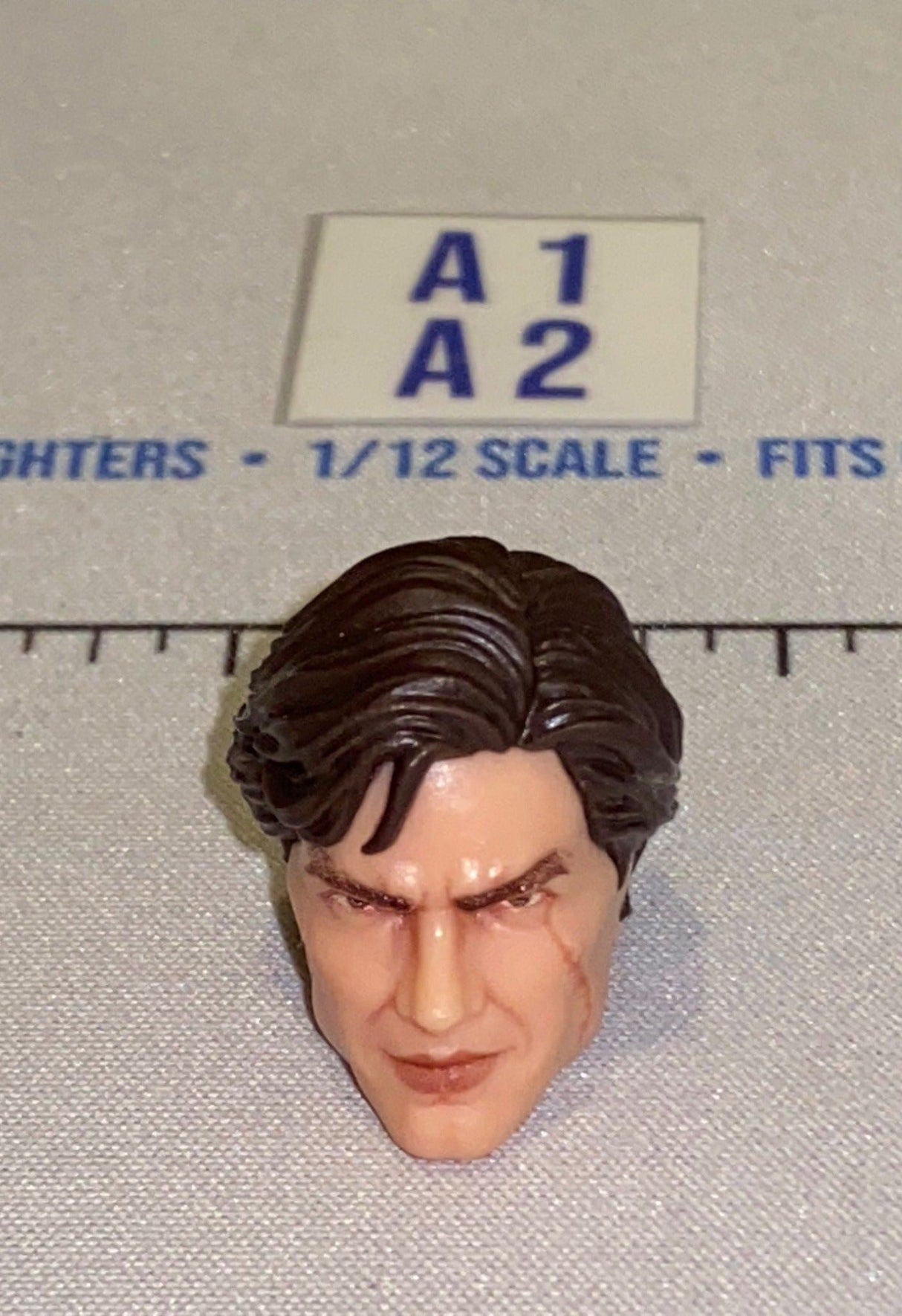 1/12 Scale Male Head Sculpt with Dark Hair and Scar - GI Joe Classified