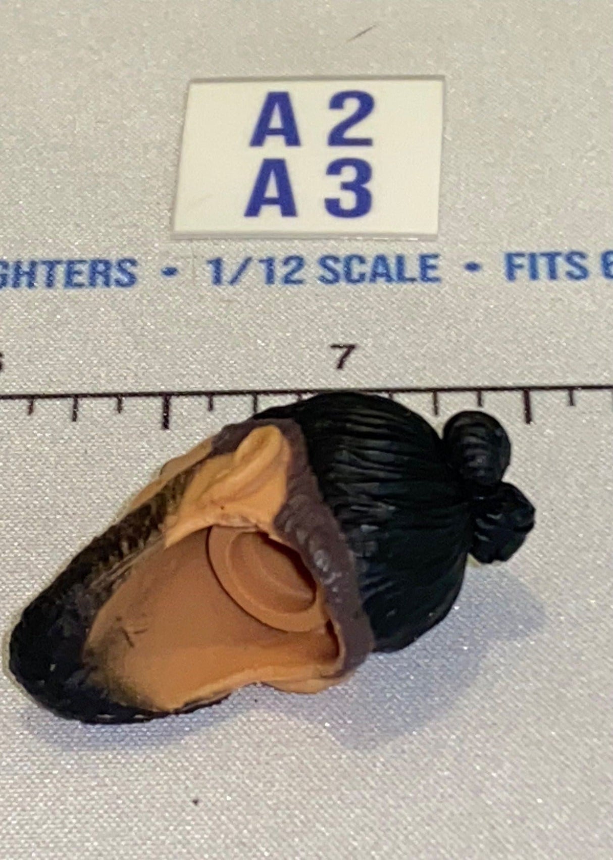 1/12 Scale Male Head Sculpt with Black Beard and Swept Back Hair - Mattel WWE