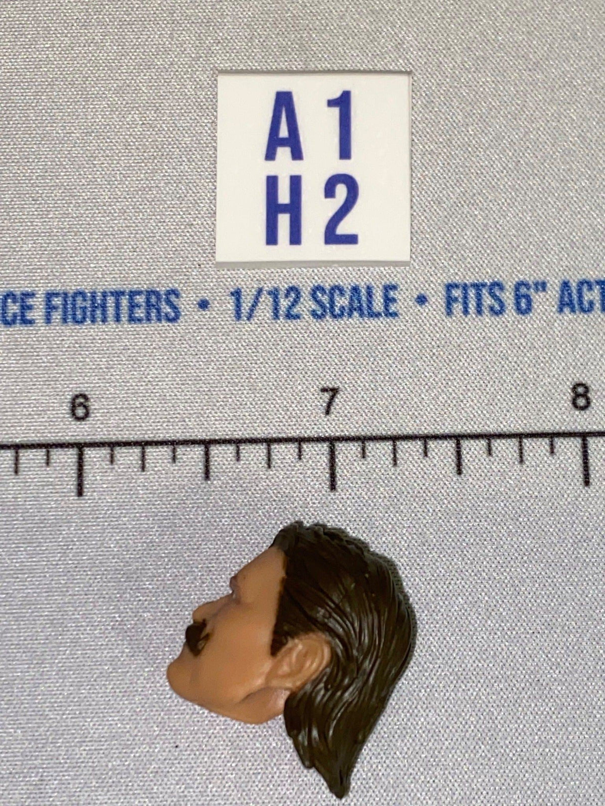 1/12 Scale Male Head Sculpt with Brown Hair and Mustache - GI Joe Classified
