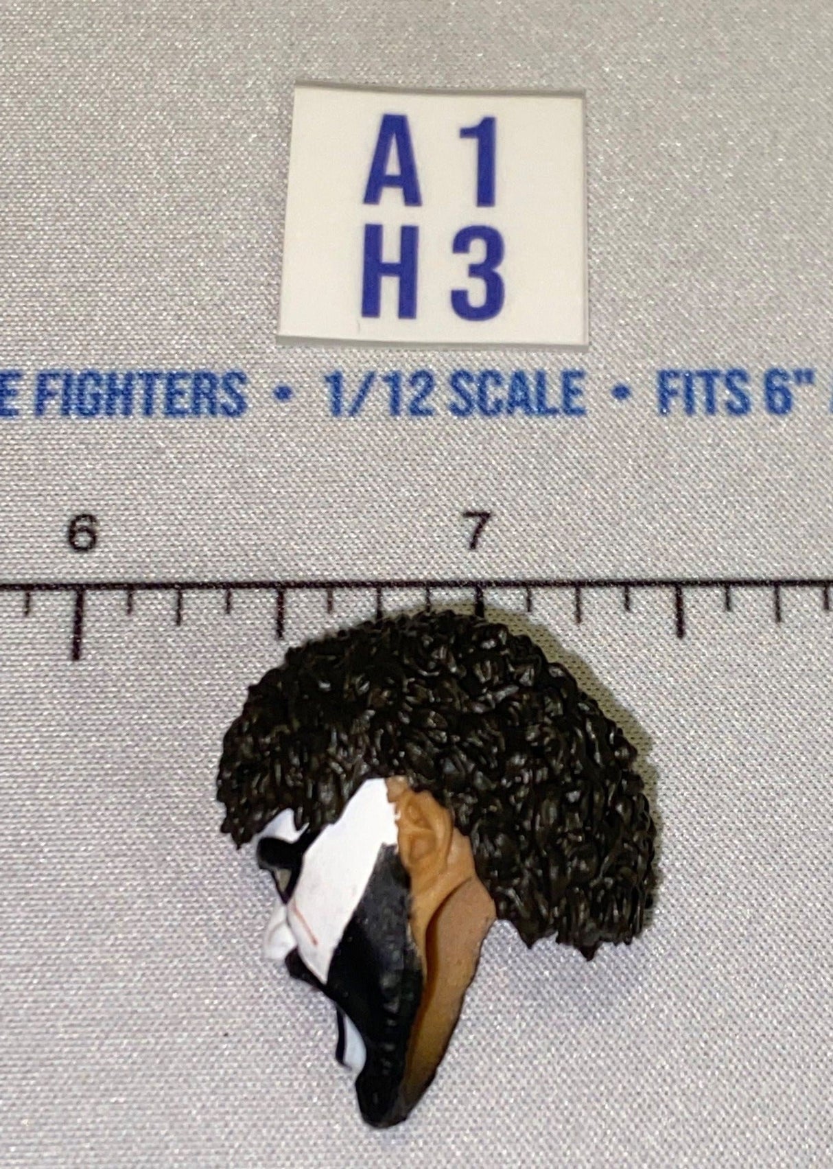 1/12 Scale Male Head Sculpt with Partial Mask and Dark Hair - Mattel WWE