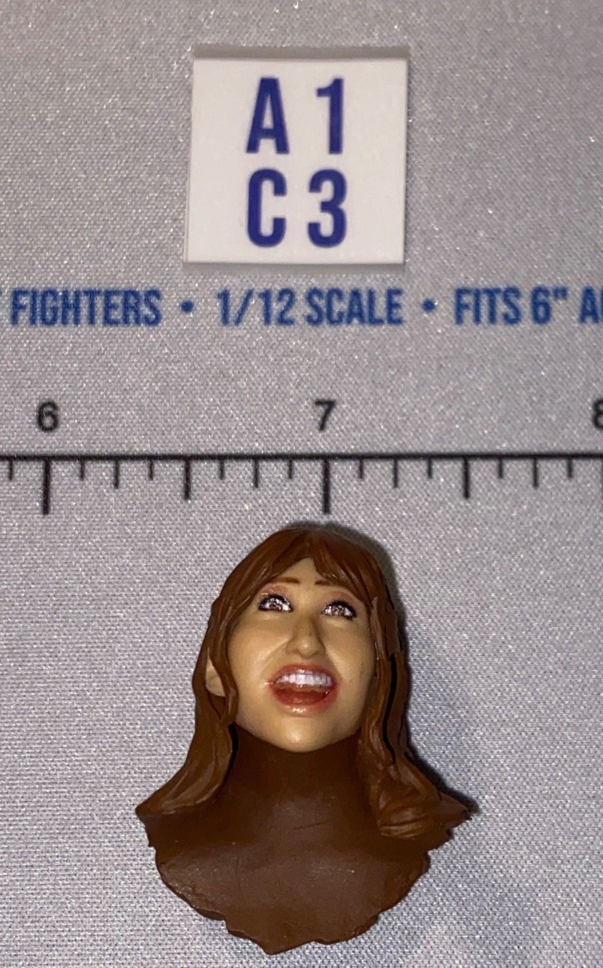 1/12 Scale Head Sculpt - Female with Brown Hair - Mattel WWE