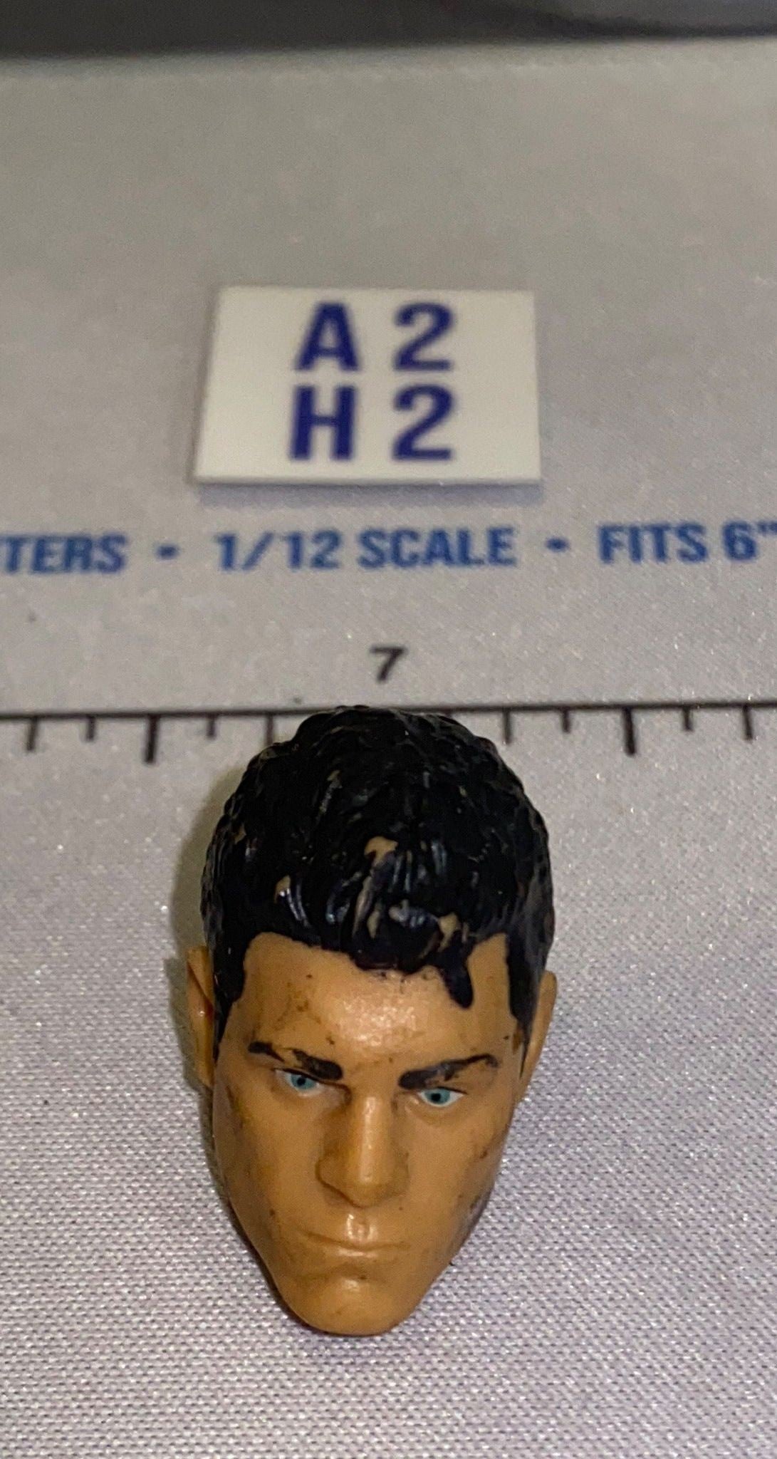 1/12 Scale Male Head Sculpt with Dark Hair - Stern Expression - Mattel WWE