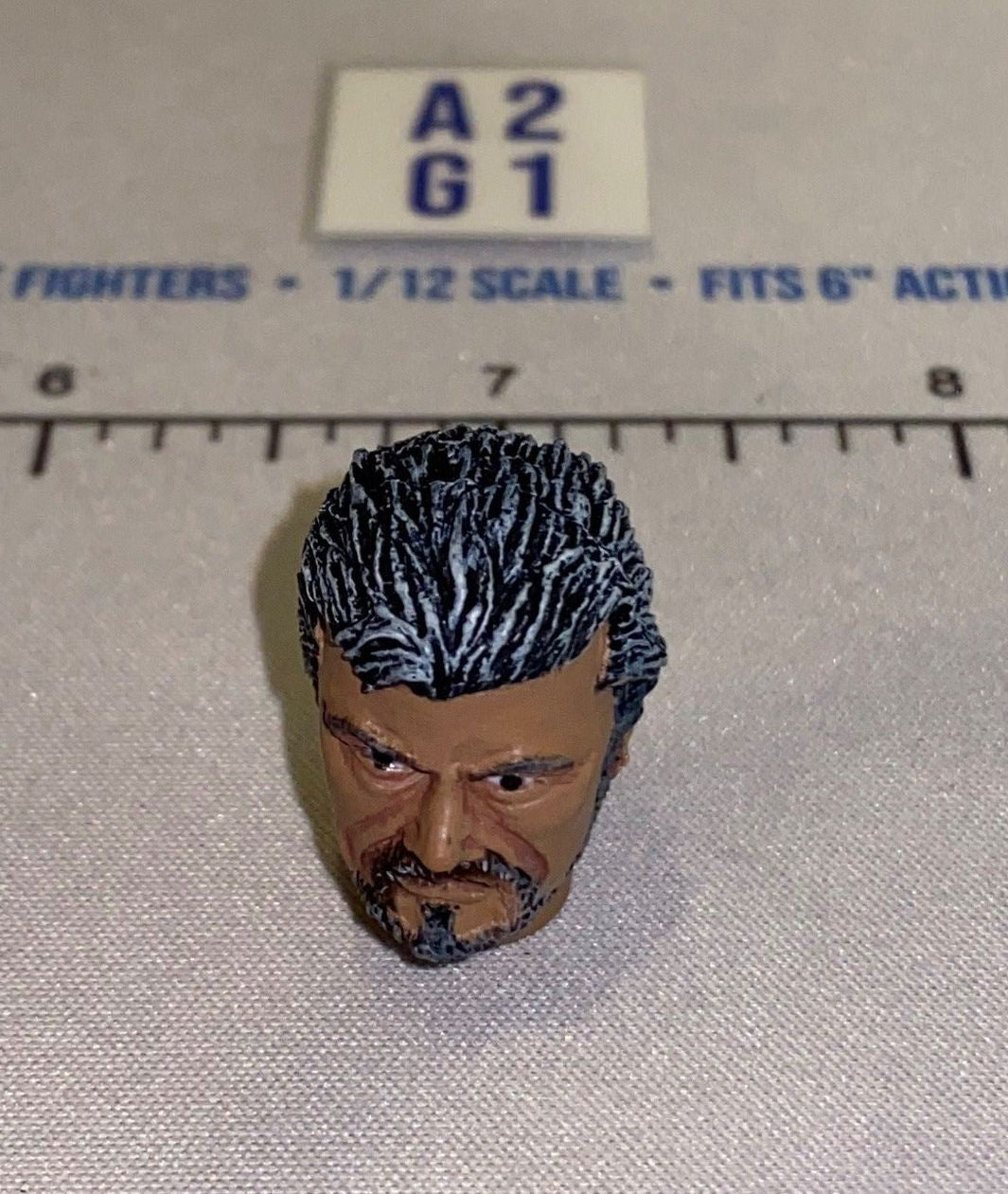 1/12 Scale Male Head Sculpt with Dark Hair and Goatee - Mattel WWE