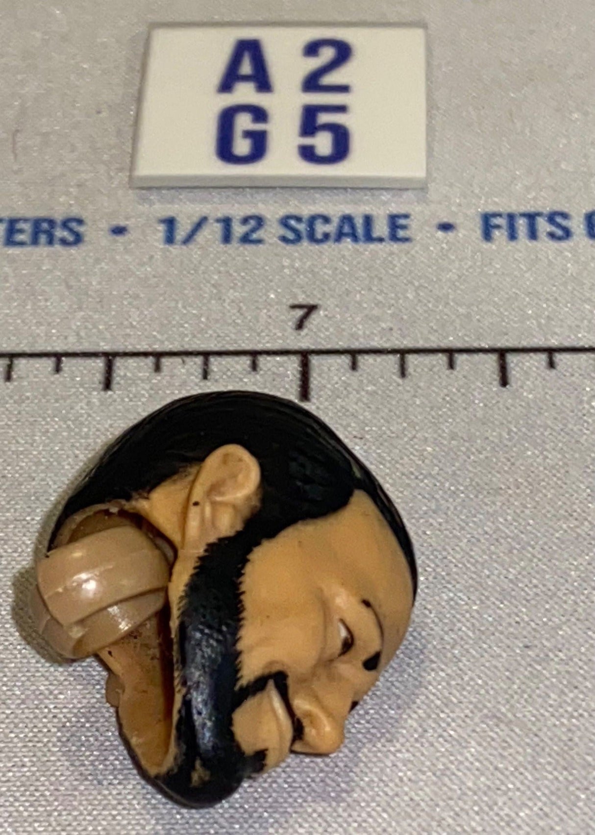 1/12 Scale Male Head Sculpt with Black Hair and Beard - Mattel WWE