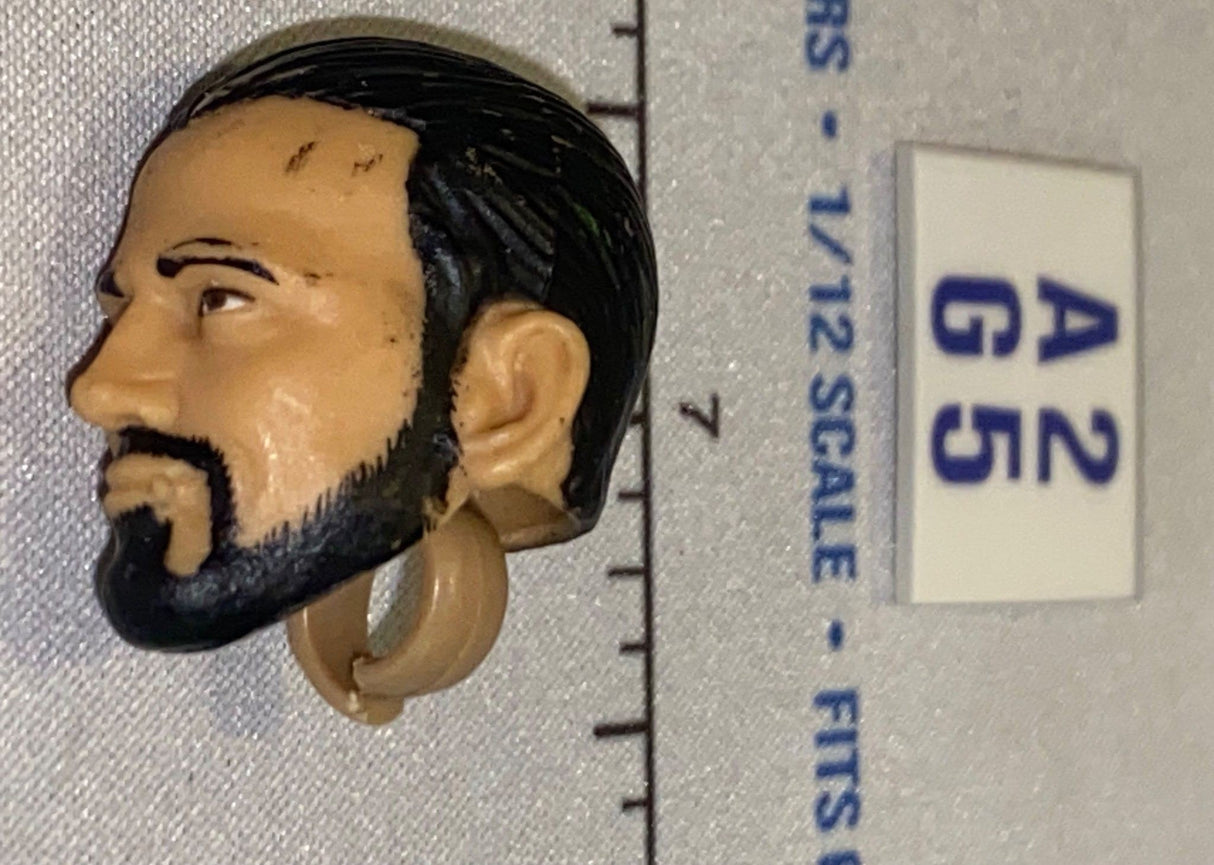 1/12 Scale Male Head Sculpt with Black Hair and Beard - Mattel WWE