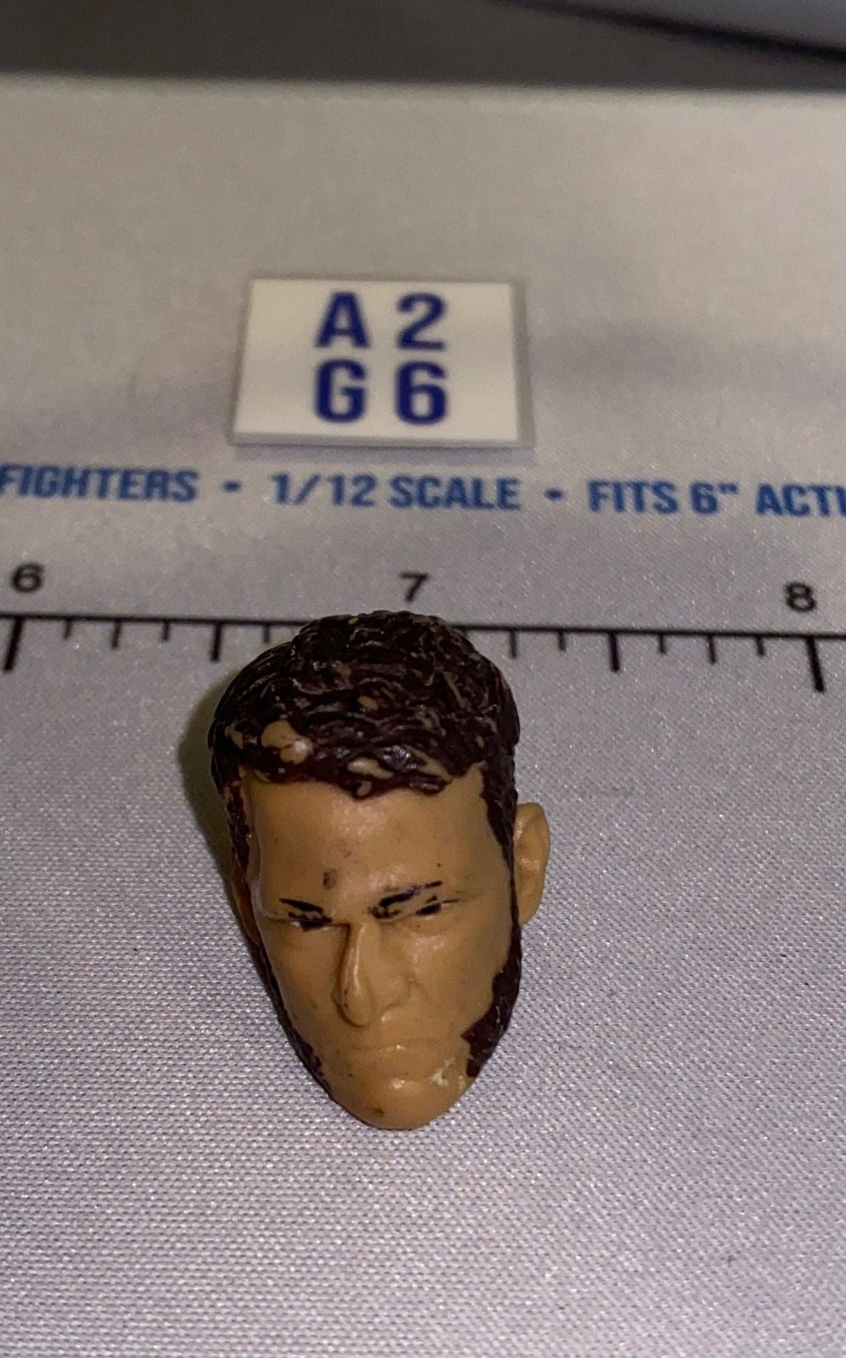 1/12 Scale Male Head Sculpt with Dark Brown Hair - Mattel WWE