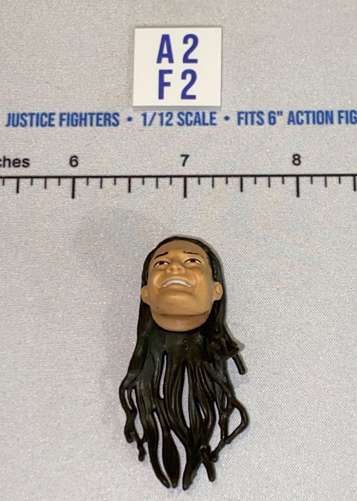 1/12 Scale Head Sculpt with Long Dark Hair - Mattel WWE