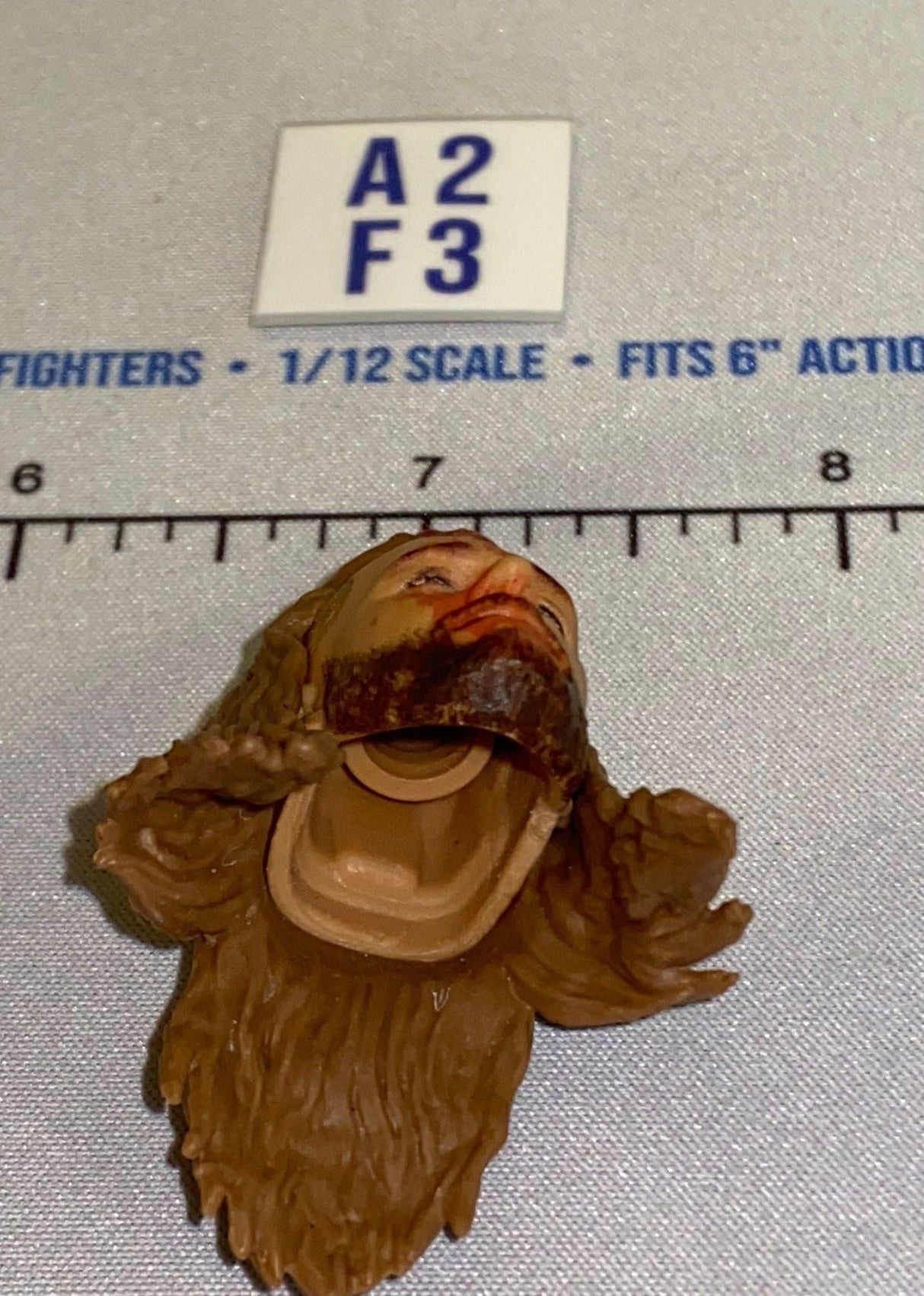 1/12 Scale Male Head Sculpt with Long Hair and Beard - Mattel WWE