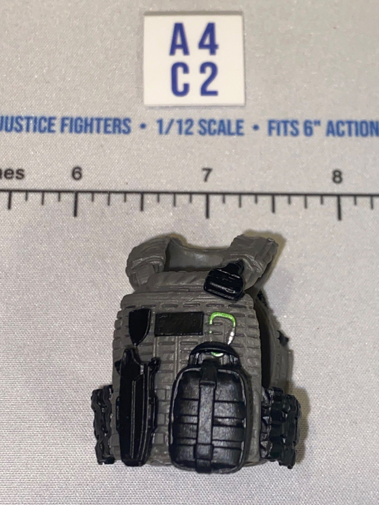 1/12 Scale Modern Era Grey Tactical Plate Carrier Vest with Ammunition Pouches and Grenade - Valaverse