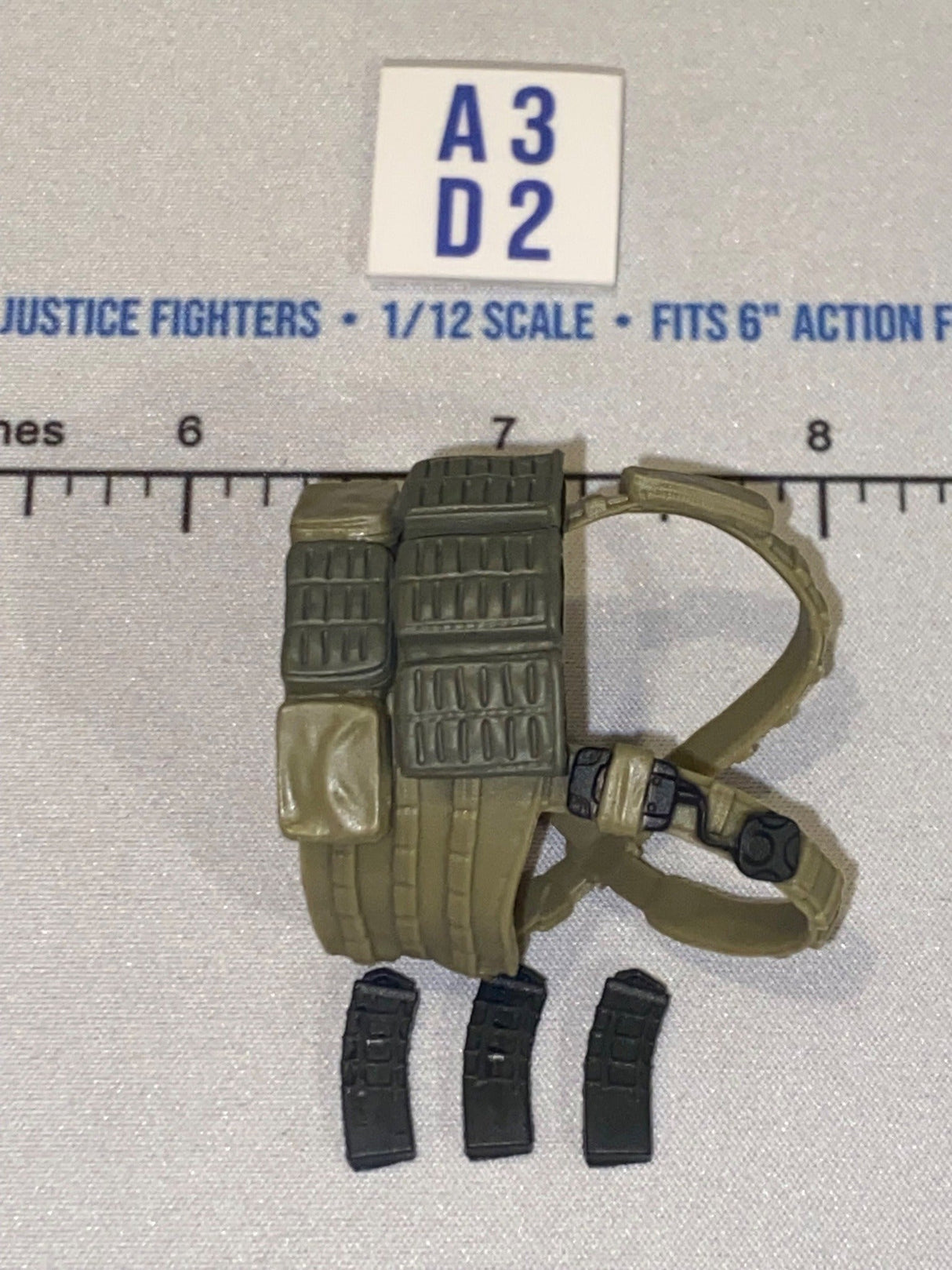 1/12 Scale Modern Era Tan Tactical Chest Rig with Ammunition Pouches - Valaverse