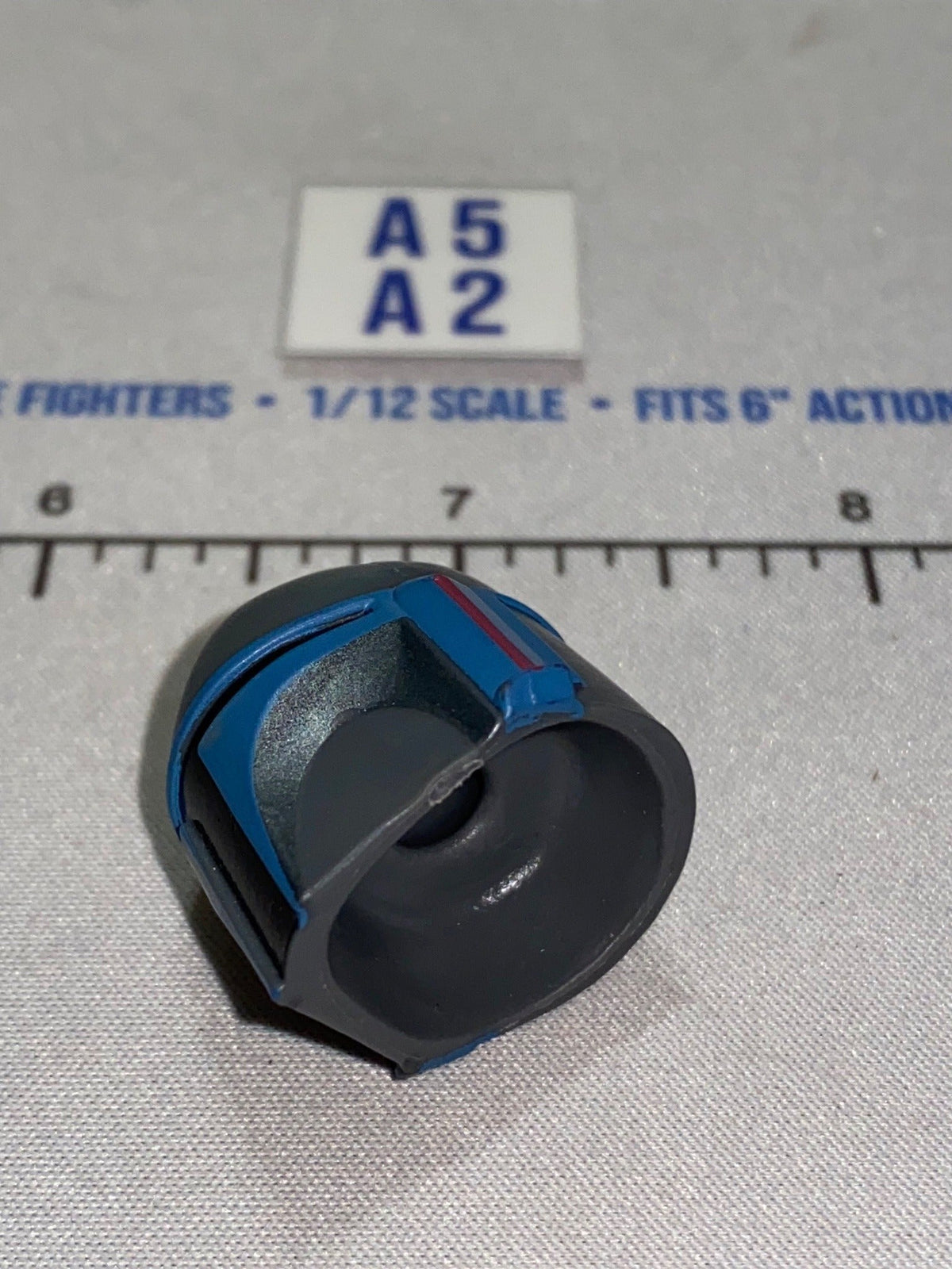 1/12 Scale Mandalorian Helmet Head Sculpt - Star Wars Black Series - Blue/Grey