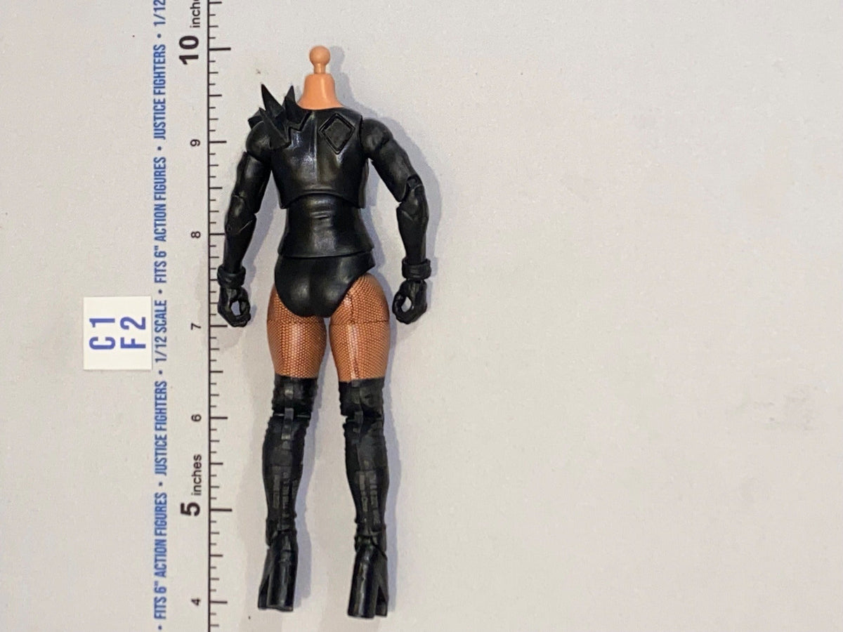 1/12 Scale Female Figure Body in Black Tactical Suit with Fishnet Detail - Headless