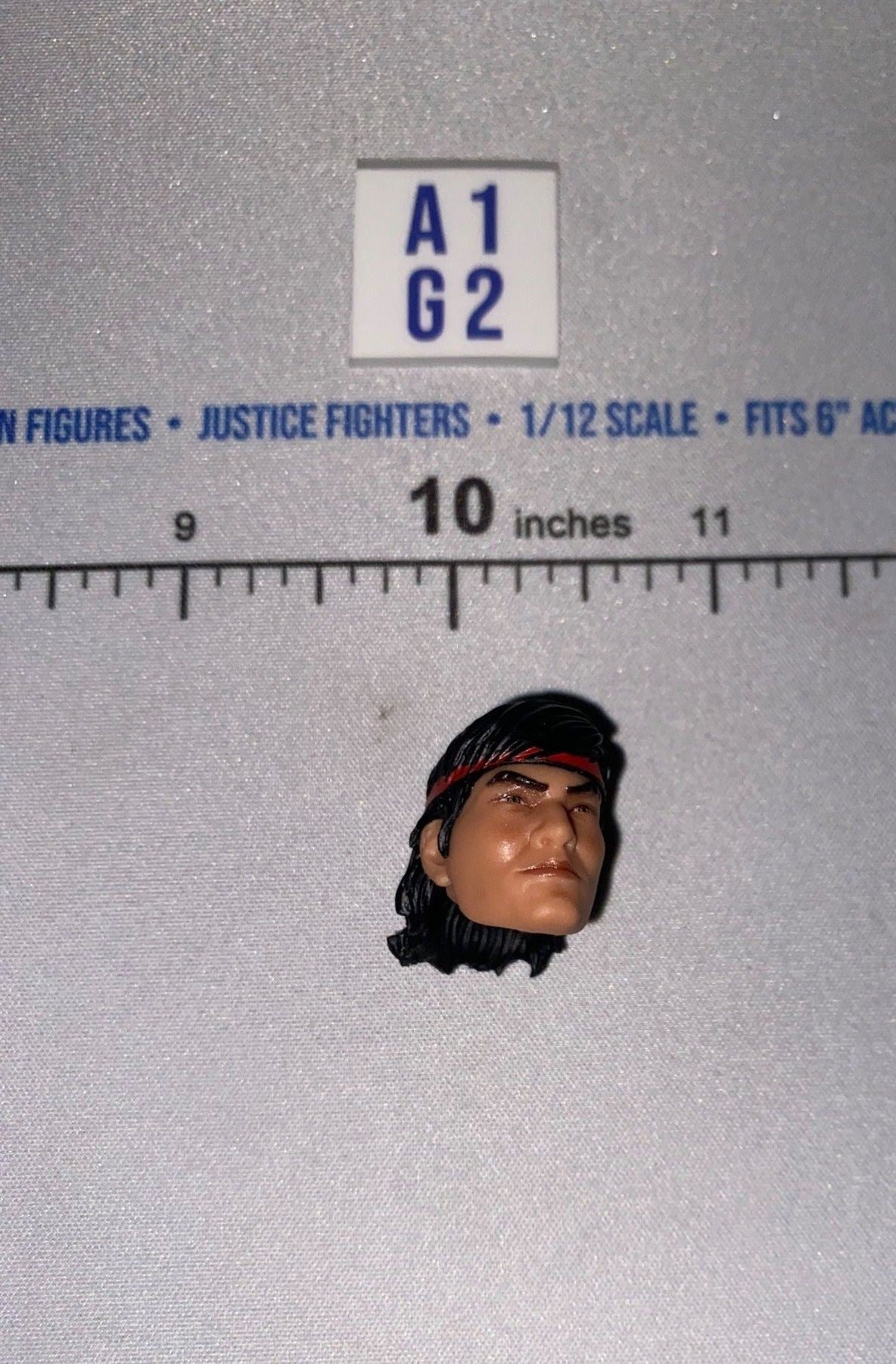 1/12 Scale GI Joe Classified Male Head Sculpt with Long Dark Hair and Red Headband
