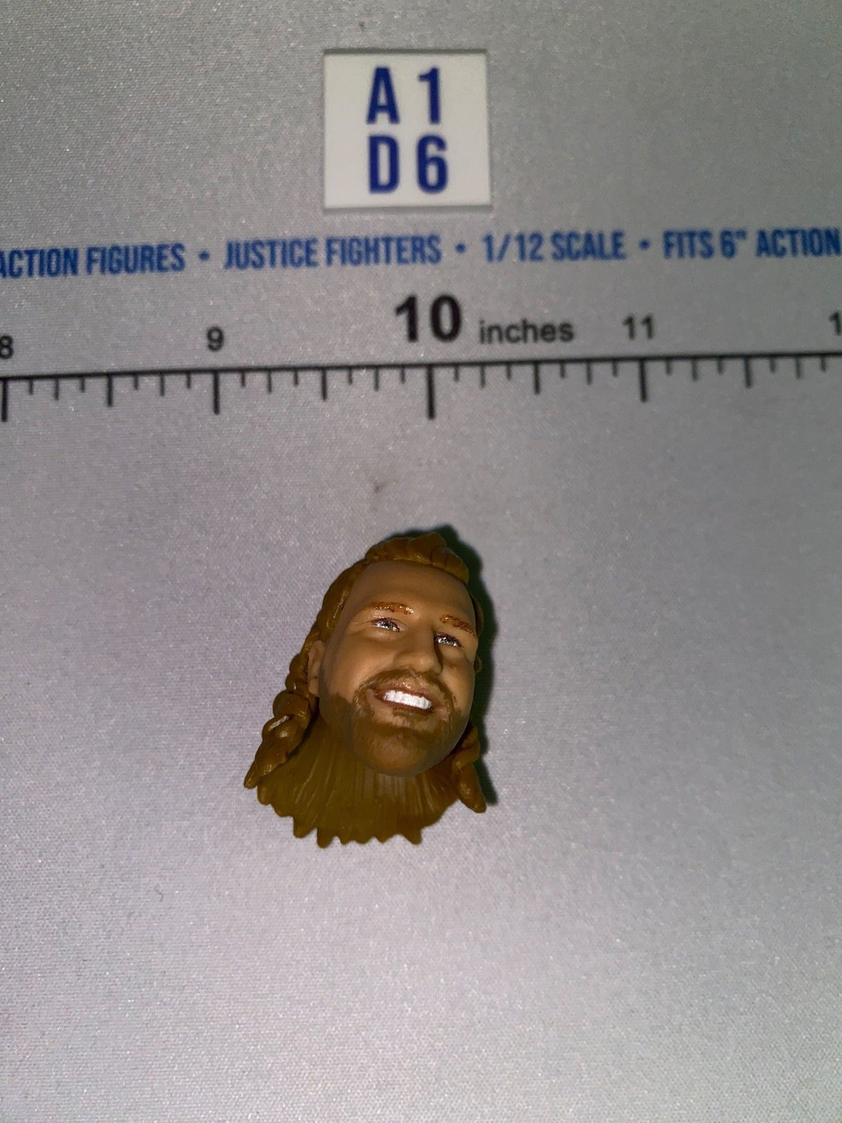 1/12 Scale Male Head Sculpt with Long Braided Hair and Beard - Mattel WWE