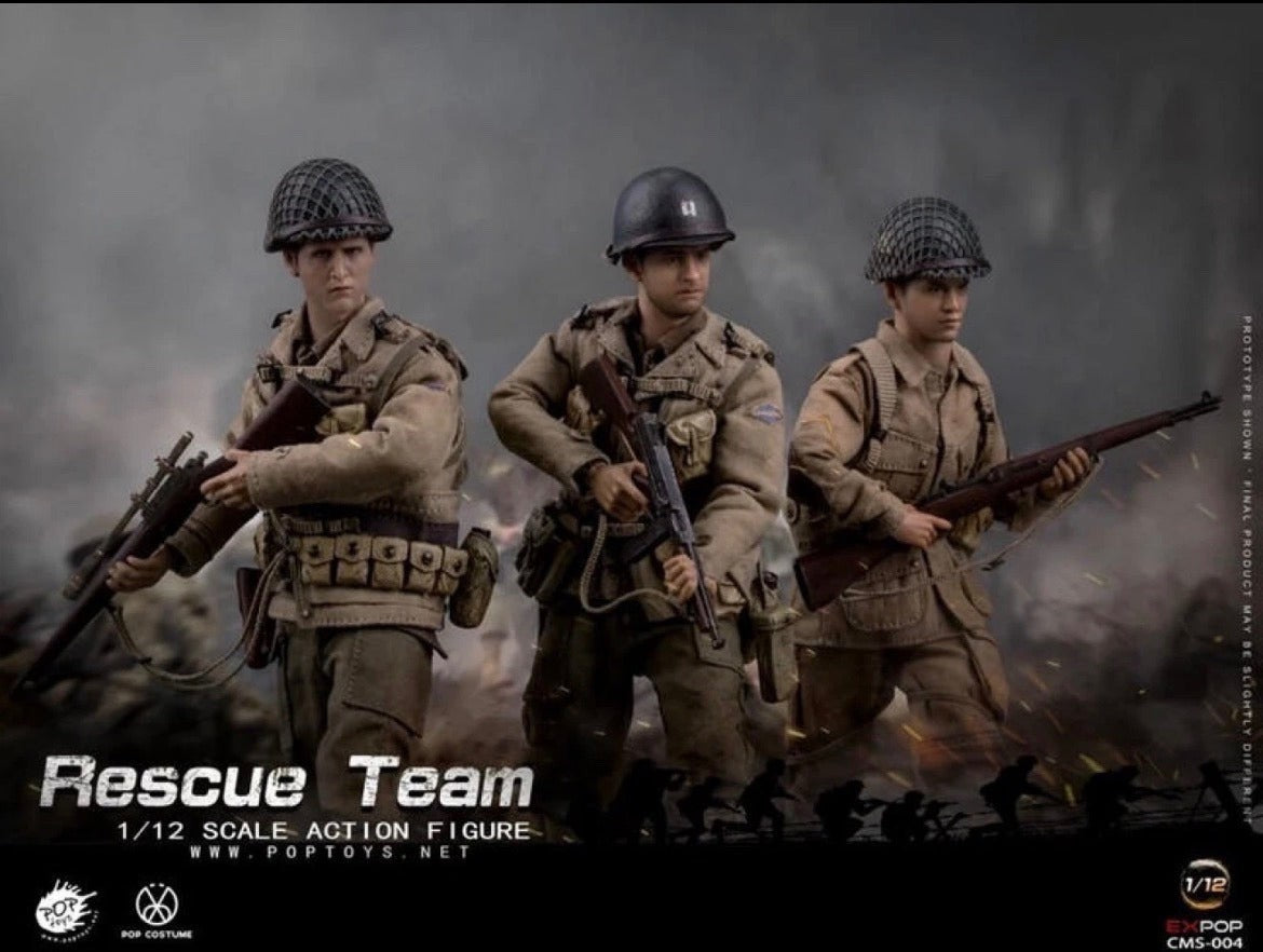 1/12 Scale WWII US Army Rescue Team Three Figure Set - NIB POP - NIB