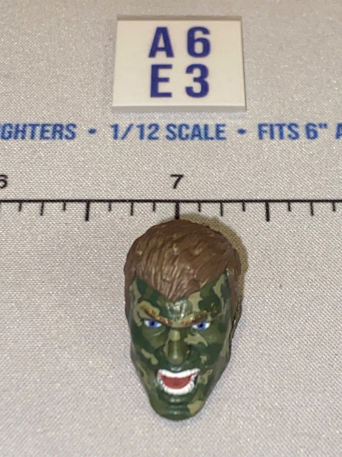 1/12 Scale Modern Camo Paint Male Head Sculpt - Brown Hair - Valaverse
