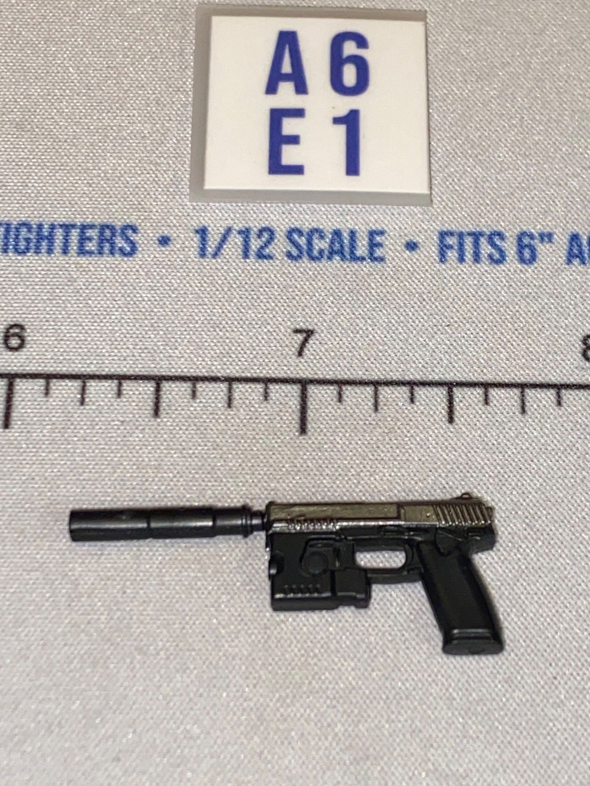 1/12 Scale Modern Era Pistol with Suppressor and Tactical Light - Valaverse