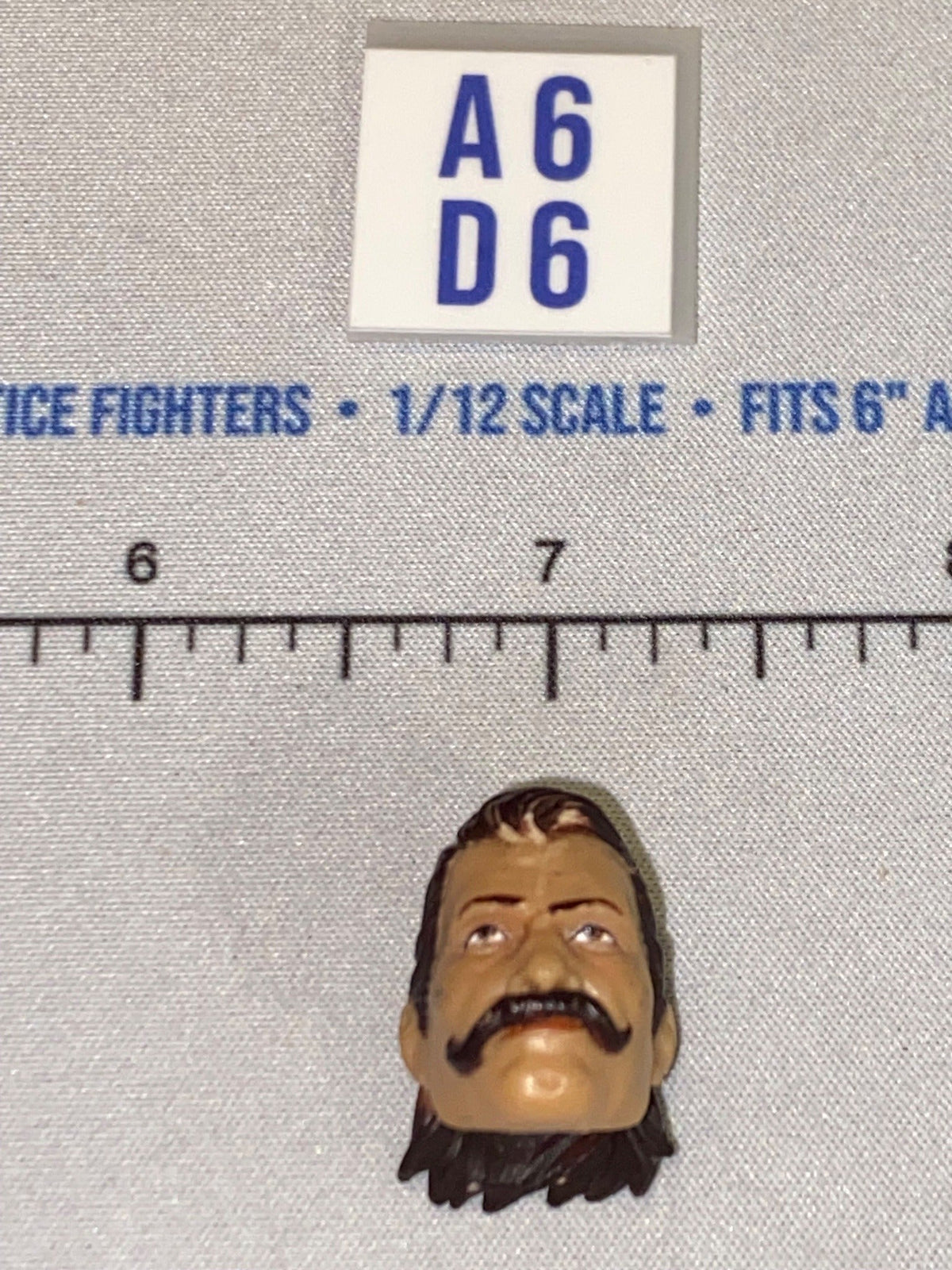 1/12 Scale Male Head Sculpt with Long Dark Hair and Mustache - GI Joe Classified