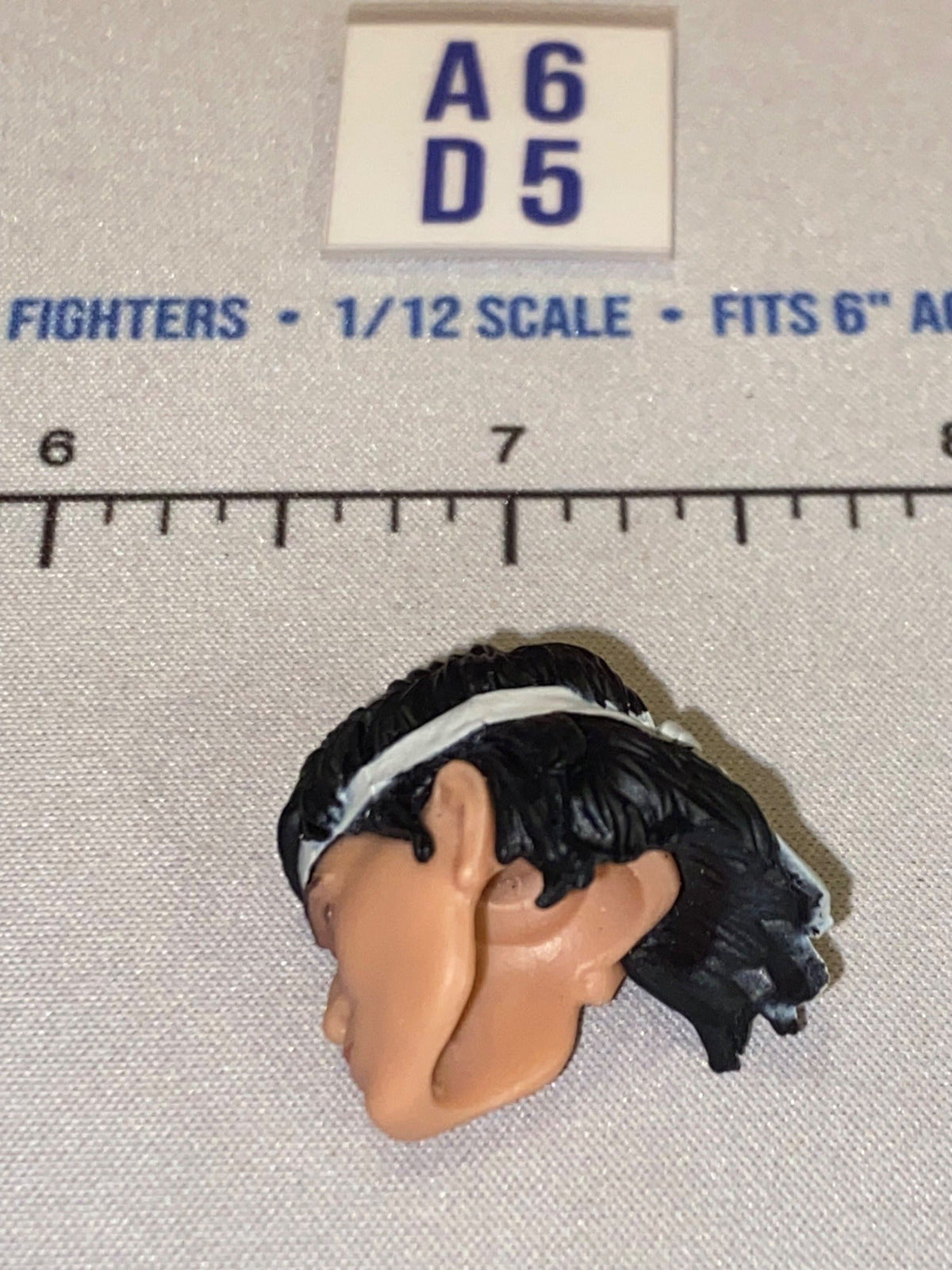 1/12 Scale Male Head Sculpt with Long Dark Hair and Headband - GI Joe Classified