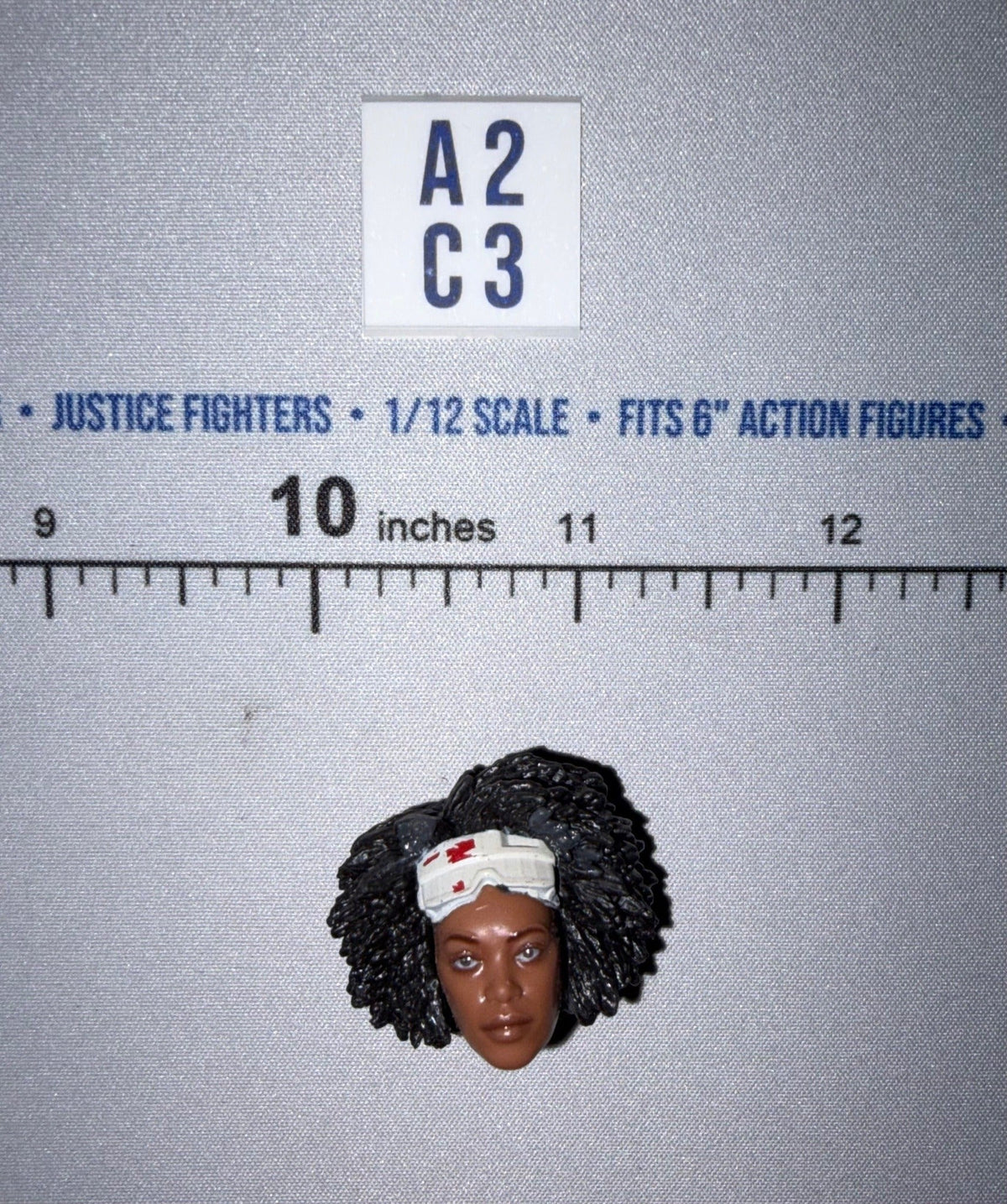 1/12 Scale Star Wars Black Series Female Head Sculpt with Dark Curly Hair and White Headband