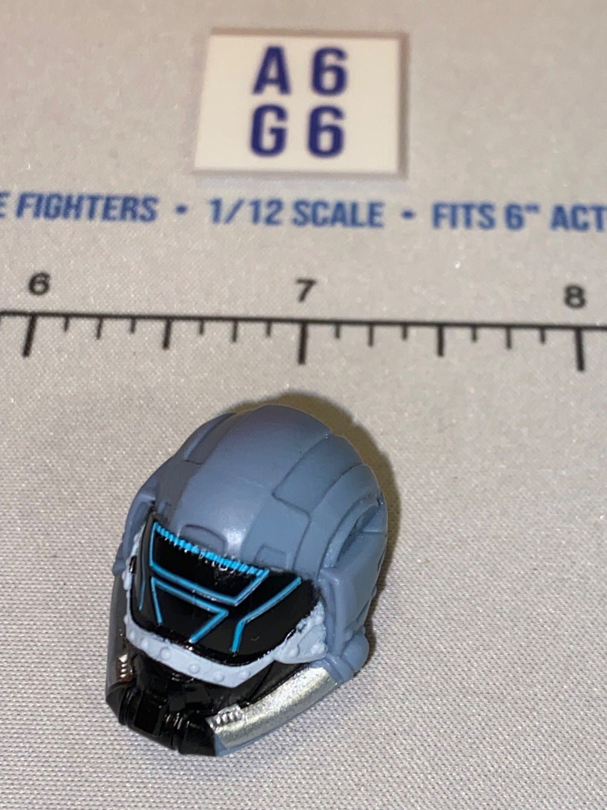 1/12 Scale GI Joe Classified Science Fiction Armored Trooper Helmet Head Sculpt - Grey and Black