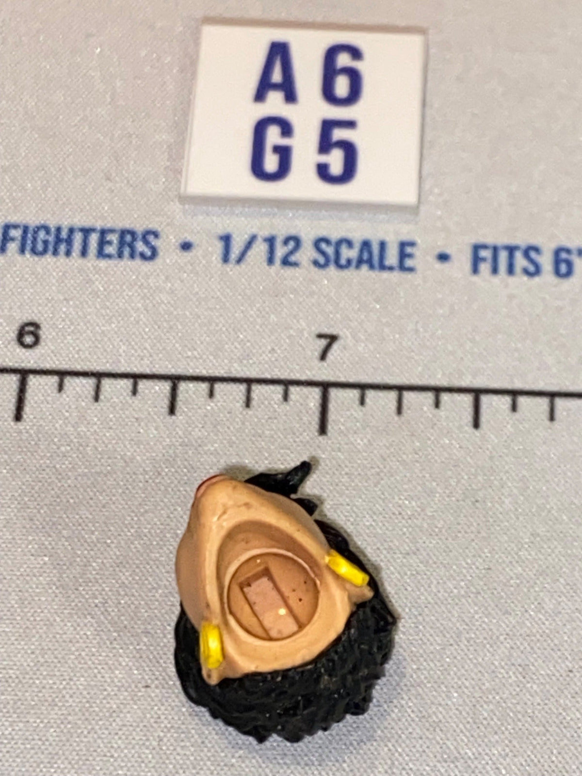 1/12 Scale Marvel Legends Modern Female Head Sculpt with Yellow Earrings - Dark Hair Red Lips