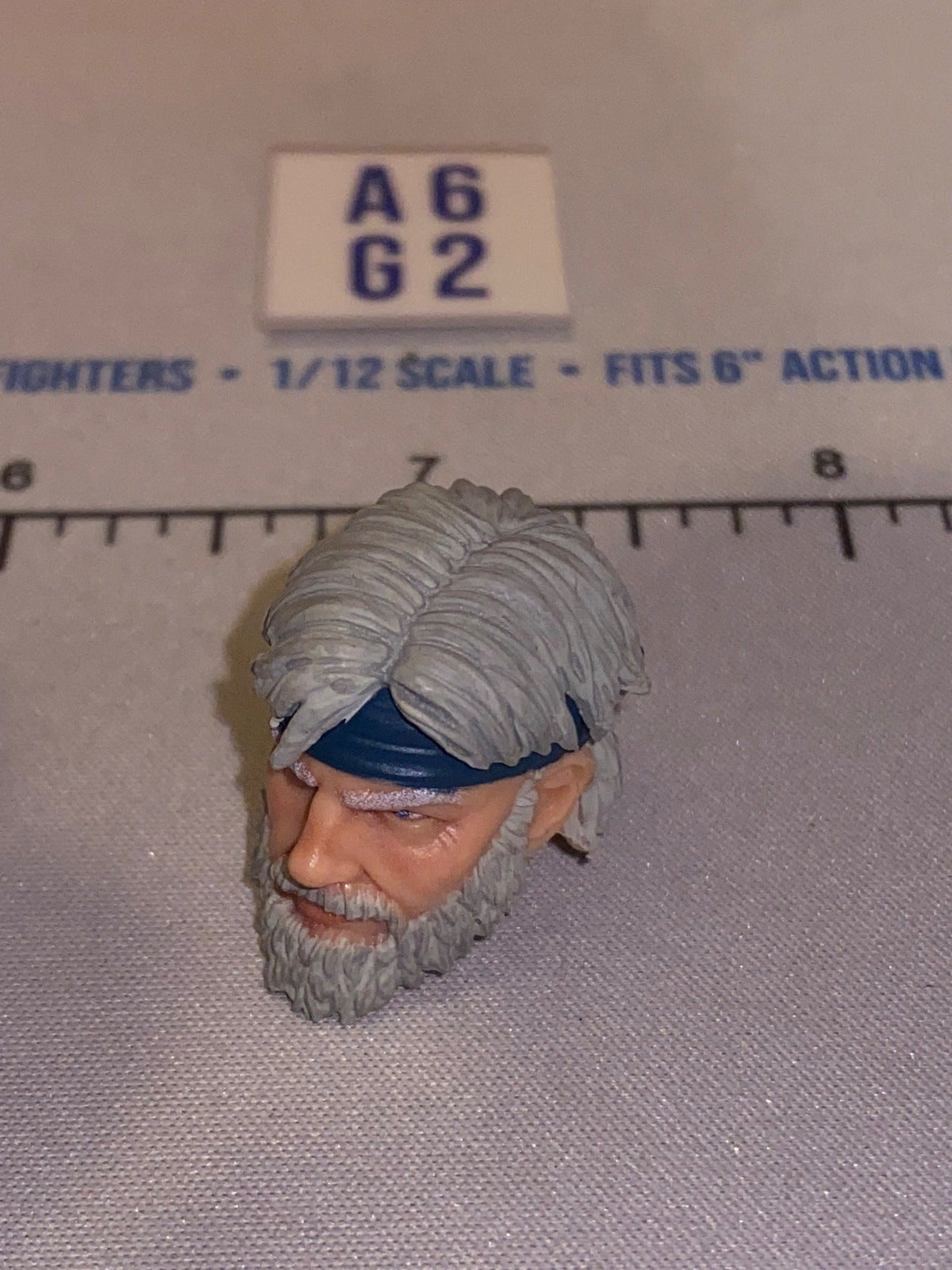1/12 Scale Male Head Sculpt with Gray Hair and Headband - GI Joe Classified