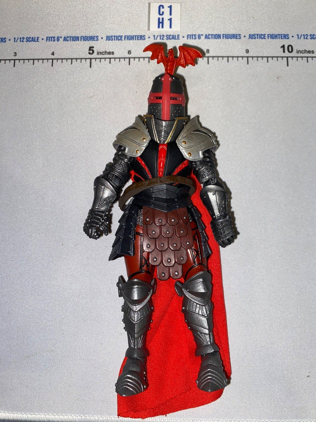 1/12 Scale Four Horsemen - Mythic Legions Medieval Dark Crusader Knight Action Figure with Red Cape and Dragon Crest Helmet
