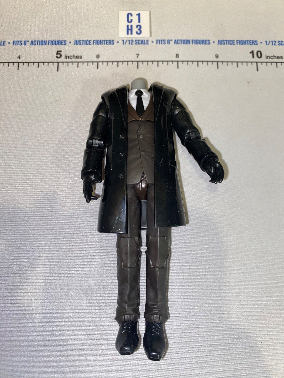 1/12 Scale Modern Era Civilian Agent Action Figure Body - Headless in Long Black Coat