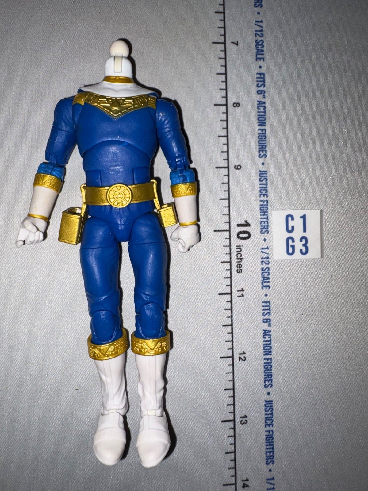 1/12 Scale Power Ranger Action Figure Body - Headless - Blue/Gold
