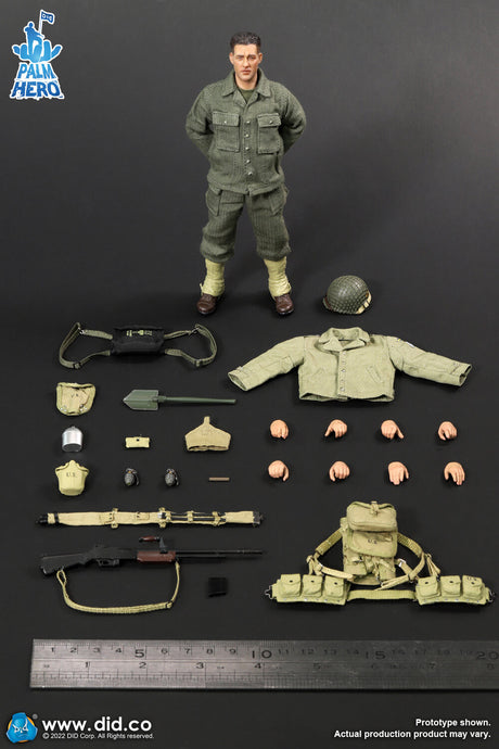 1/12 Scale Palm Hero Series WWII US 2nd Ranger Battalion Series 4 – Private First Class Reiben - NIB DID XA80012