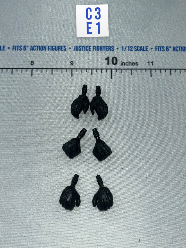 1/12 Scale Modern Era Gloved Hands Set - The Black - Vane Valaverse