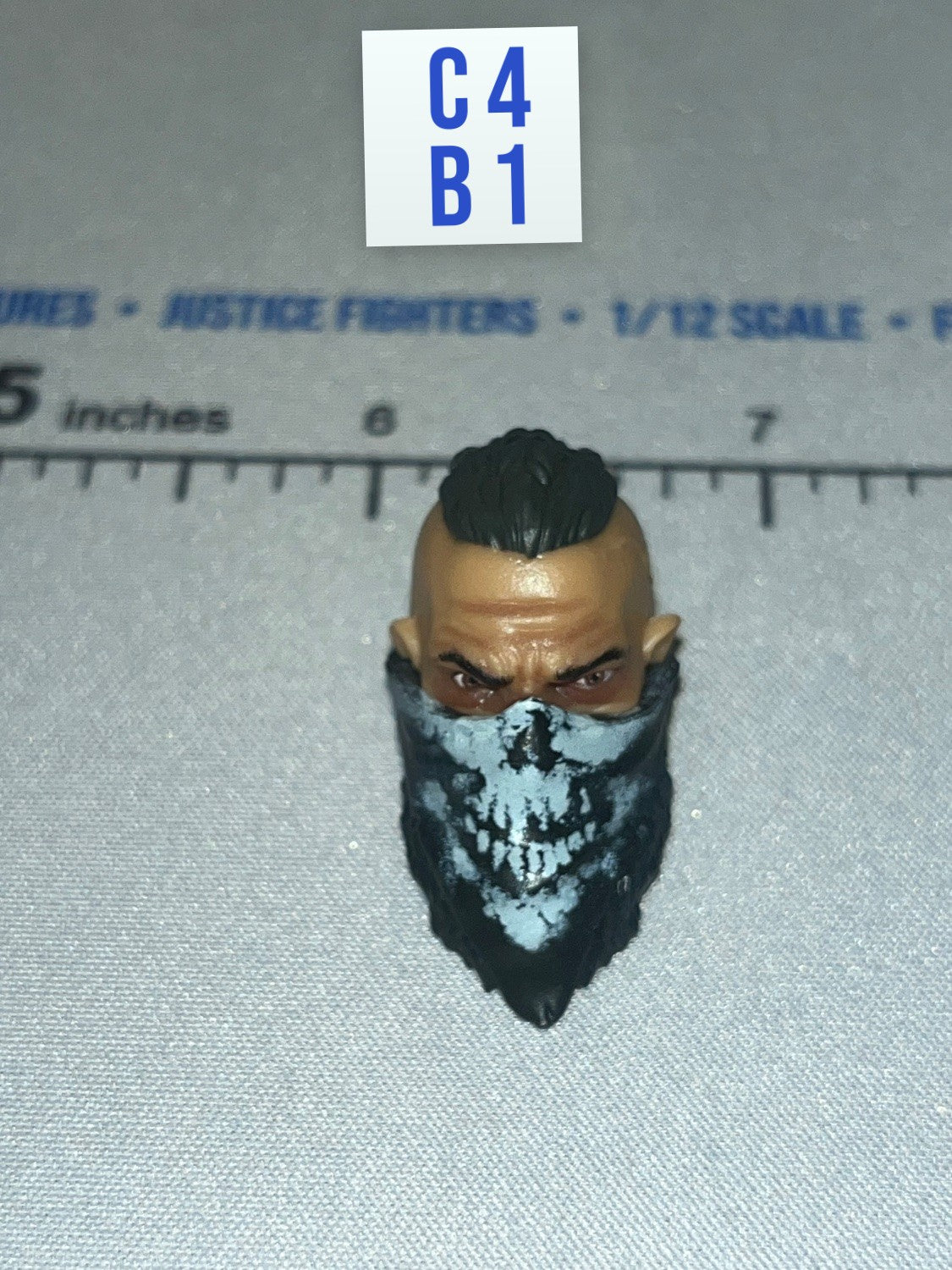 1/12 Scale Modern Era Head Sculpt with Skull Bandana Mask and Mohawk - Valaverse Blackbeard - The Black