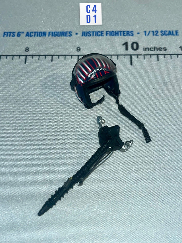 1/12 Scale Modern Era US Maverick Pilot Helmet with Oxygen Mask and Hose - US Navy F/A-18E Pilot – “Maverick” Mitchell DiD XM80031