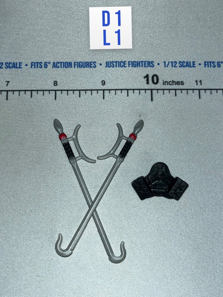1/12 Scale Modern Era Sai Weapons Pair with Belt Buckle - GI Joe Classified Cobra Ninjas #160