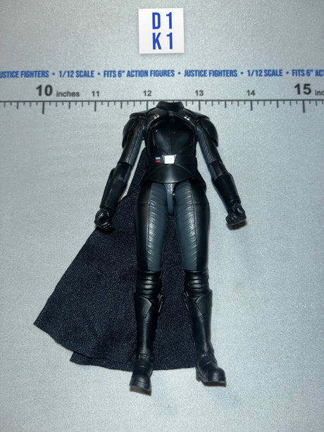 1/12 Scale Modern Era Female Figure Body in Dark Armored Suit with Cape - Reva (Third Sister) - Star Wars Black Series