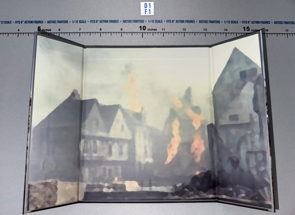 1/12 Scale WWII French Town with Debris Backdrop
