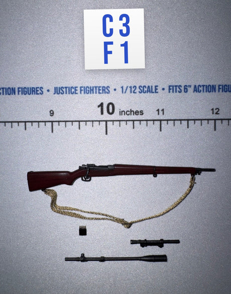 1/12 Scale WWII German Bolt-Action Rifle with Scope and Sling - WWII US Ranger Private Jackson DiD XA80009