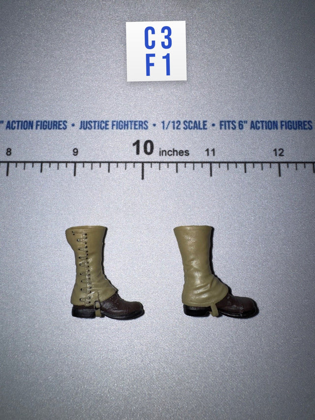 1/12 Scale WWII US Combat Boots with Gaiters Pair - WWII US Ranger Private Jackson DiD XA80009