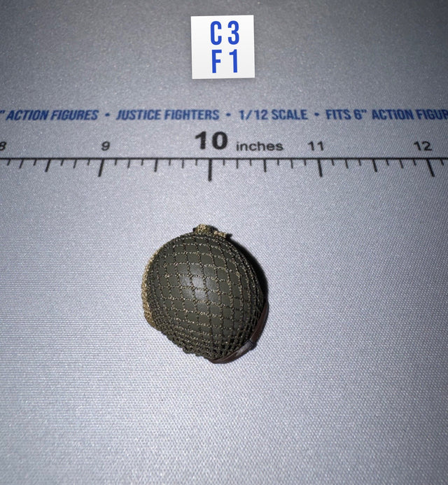 1/12 Scale WWII German Helmet with Camouflage Net Cover - WWII US Ranger Private Jackson DiD XA80009