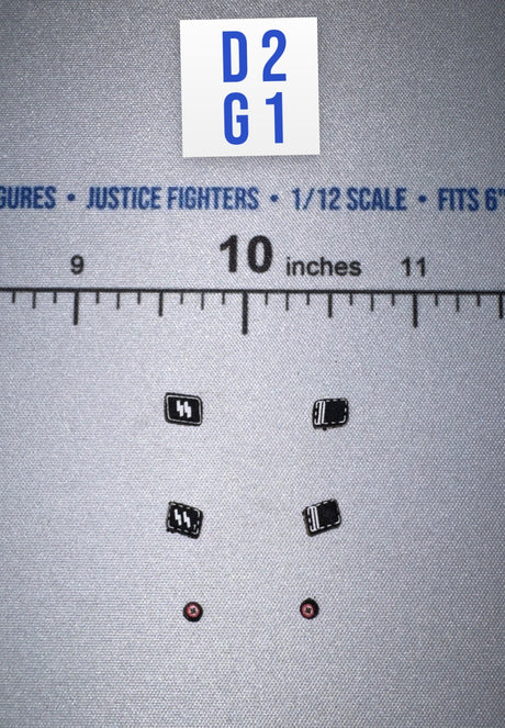1/12 Scale WWII German Waffen Collar Tab and Button Set - WWII German SS Honor Guard Archard - DID 3R TG80005