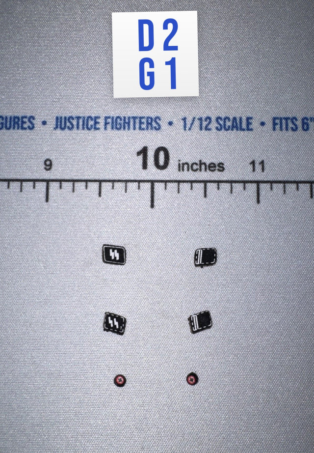 1/12 Scale WWII German Waffen Collar Tab and Button Set - WWII German SS Honor Guard Archard - DID 3R TG80005