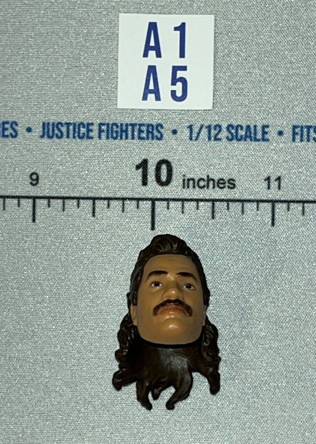 1/12 Scale Male Head Sculpt with Mustache and Long Curly Hair