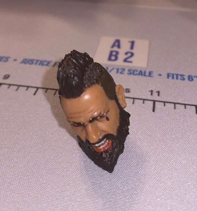 1/12 Scale Bearded Male Head Sculpt - Mattel WWE