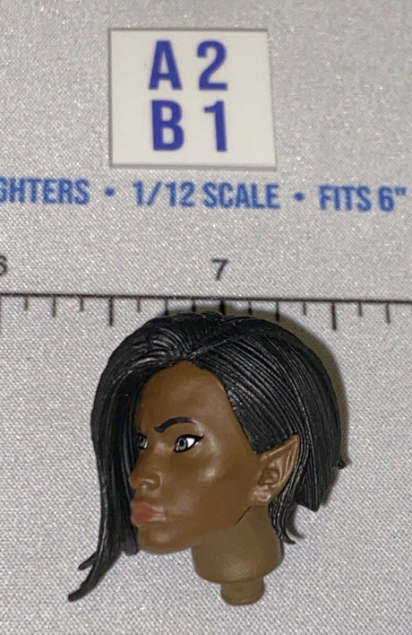 1/12 Scale Four Horsemen - Mythic Legions Female Elf Head Sculpt with Black Hair -