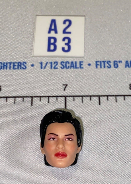 1/12 Scale Female Head Sculpt with Short Dark Hair and Red Lips - GI Joe Classified